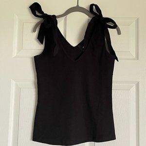 Black Tank Top with Bows on the Shoulder